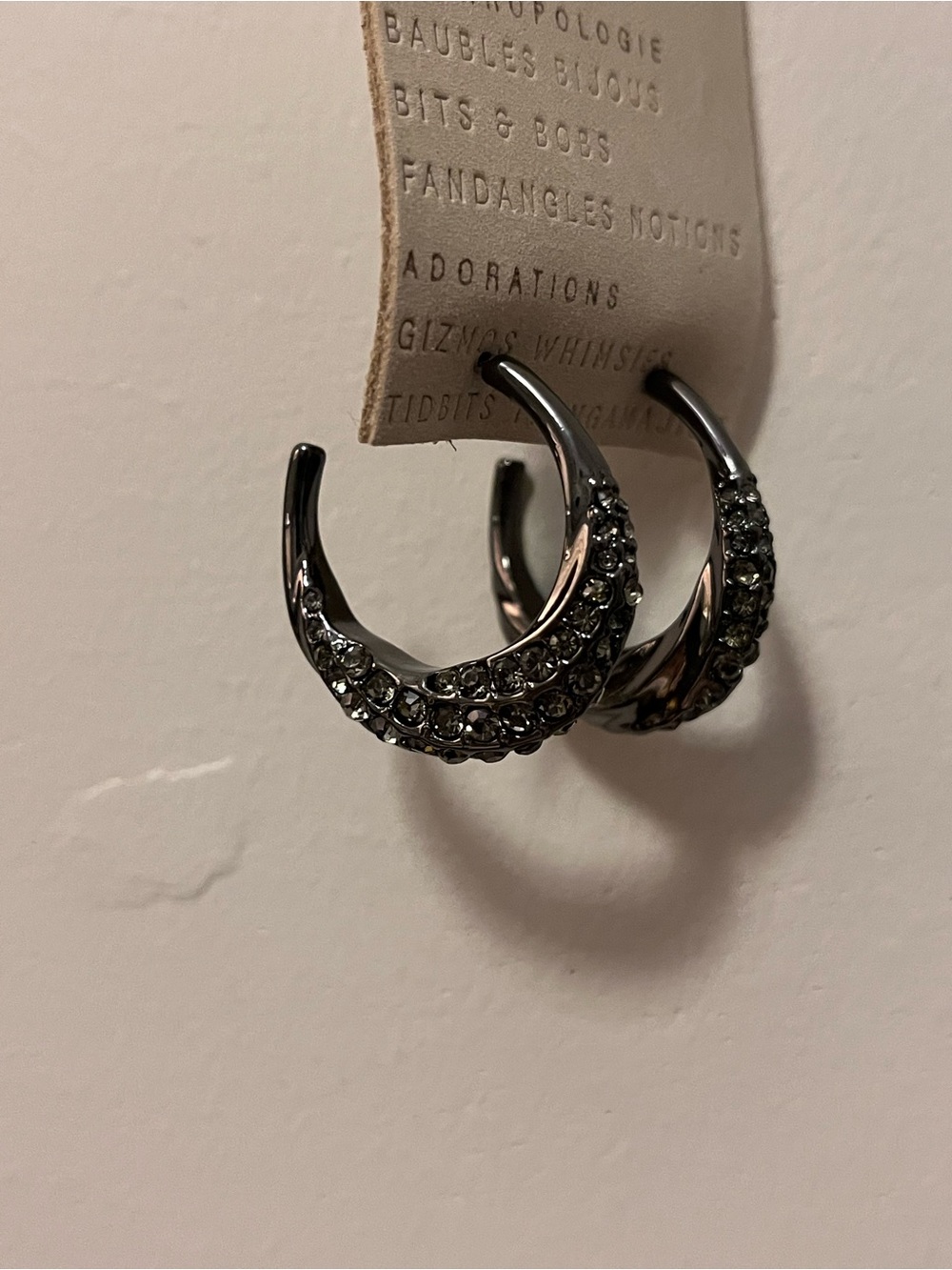 Anthropologie Crystal Column Hoop Earrings